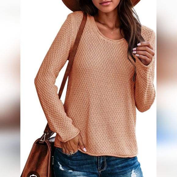 Quinn Women's Peach Knit Crochet Sweater Size Medium - Picture 1 of 6